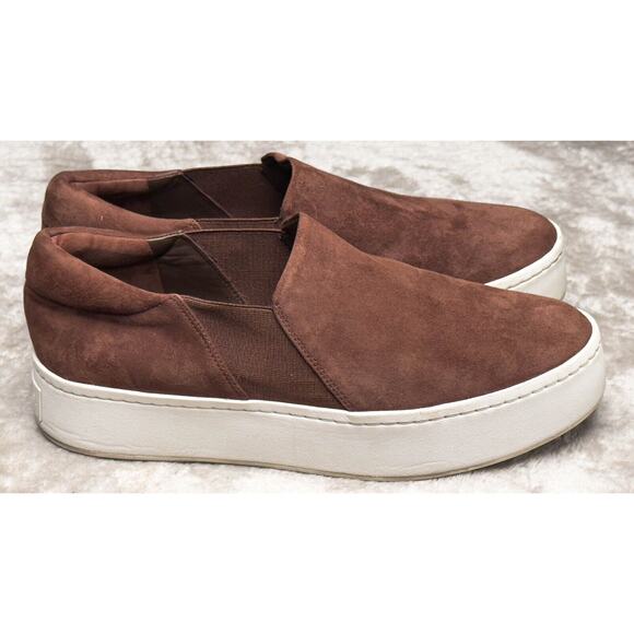 Vince Warren Brown Suede Slip On Platform Sneakers Womens Size 8.5 - Picture 13 of 15